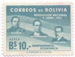 Sellos de America - Bolivia -  Aniversario de la revolucion del 9 de abril de 1952