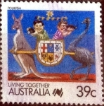 Stamps Australia -  Scott#1063b intercambio, 0,30 usd, 39 cents. 1988