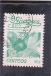 Stamps Nicaragua -  FLORES- MALVAVISCUS ARBOREUS