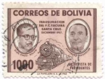 Sellos de America - Bolivia -  Conmemoracion de la Inauguracion del ferrocarril Yacuiba-Santa Cruz. Siles Suazo-Aramburu, President