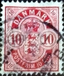 Sellos del Mundo : Europe : Denmark : Scott#10 intercambio, 2,00 usd, 10 cents. 1885