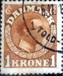 Stamps Denmark -  Scott#132 intercambio, 1,00 usd, 1 corona 1913