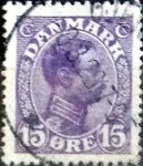 Stamps Denmark -  Scott#102 intercambio, 0,25 usd, 15 cents. 1913
