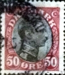 Stamps Denmark -  Scott#121 intercambio, 2,00 usd, 50 cents. 1919