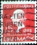 Stamps Denmark -  Scott#249 intercambio, 0,25 usd, 15 cents. 1935