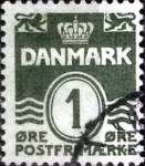 Sellos de Europa - Dinamarca -  Scott#220 intercambio, 0,25 usd,  1 cents. 1933