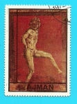 Stamps United Arab Emirates -  AJMAN - Satiro danzante - Villa del misterio - Arte Romano - Pompeya
