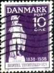 Stamps Denmark -  Scott#265 intercambio, 0,25 usd, 10 cents. 1938