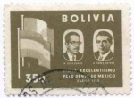 Stamps Bolivia -  Conmemoracion a la visita del Lic. Adolfo Lopez Mateos presidente de Mexico