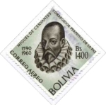 Stamps Bolivia -  Homenaje a Miguel de Cervantes corregidor perpetuo de La Paz