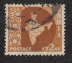 Stamps : Asia : India :  Mapa de La India