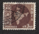Stamps : Asia : India :  Mapa de La India