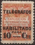 Sellos de Europa - Espa�a -  Expo Internacional BCN 1929  para Telégrafos 10 cents