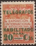 Stamps Spain -  Expo Internacional BCN 1929  para Telégrafos 20 cents