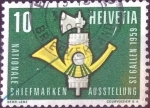 Stamps Switzerland -  Scott#371 intercambio, 0,20 usd, 10 cents. 1959
