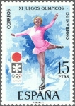 Stamps Spain -  ESPAÑA 1972 2075 Sello Nuevo XI Juegos Olimpicos de Invierno Sapporo Patinaje Artístico c/s charnela