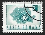 Stamps Romania -  Dial de un telefono y mapa de Rumania