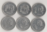 monedas del Mundo : America : M�xico :  LOTE DE 6 MONEDAS DE $10.00 HIDALGO 1985-1990