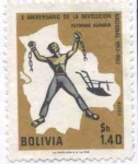 Stamps Bolivia -  Conmemoracion del X Aniversario de la Revolucion del 9 de abril de 1952