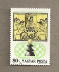 Stamps Hungary -  Jugadores ajedrez siglo XIII
