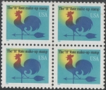 Stamps United States -  Gallo veleta Tasa H. Block de 4 sellos.