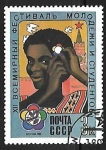 Stamps Russia -  Girl with festival badg