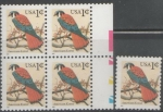 Stamps United States -  Ave Cernícalo 1cent Block de 4 mas uno