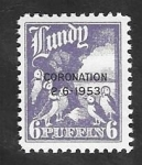 Stamps United Kingdom -  Lundy - Coronación 2-6-1953, - frailecillos