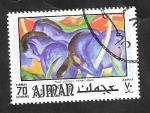 Stamps United Arab Emirates -  Ajman - Caballos azules, de Franz Marc
