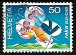 Stamps Switzerland -  Familia dentro de una mariposa