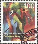 Stamps : Europe : Germany :  „Sonniger Weg“, painting by August Macke (1887-1914) (GFR)