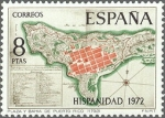 Stamps Spain -  ESPAÑA 1972 2110 Sello Nuevo Hispanidad Puerto Rico Plano Situación Plaza