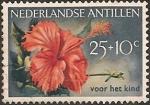 Stamps America - Netherlands Antilles -  Red hibiscus