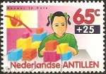 Stamps Netherlands Antilles -  Fire safety, child playing with blocks