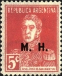 Sellos de America - Argentina -  José Francisco de San Martín (1778-1850), ovpt. “M.H.”