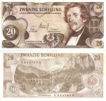 monedas del Mundo : Europa : Austria :  Austria: 20 Schilling  Jun 02,1967 P-142a.1