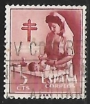 Stamps : Europe : Spain :  Pro-tuberculosis - enfermera con niño