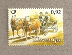 Stamps Slovenia -  Vehículos:Carreta arrastrada por caballo