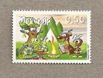 Sellos de Europa - Eslovenia -  Exploradores en el campamento