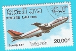 Stamps Laos -  Avión Boeing 747