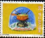 Stamps : Europe : Switzerland :  Suiza 2000 Scott 1068 Sello Recuerdos Bola Nieve Fondue Michel1710 usado Switzerland Suisse 