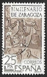 Stamps Spain -  Bimilenario de Zaragosa -  Mosaico de Orfeo
