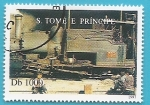 Stamps S�o Tom� and Pr�ncipe -  primeras locomotoras de vapor en la islas