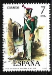 Stamps Spain -  Uniformes militares - Artillería de a pie 