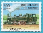 Sellos del Mundo : Africa : Guinea : Locomotora Vulcan 0-6-0 de Vulcan Iron Works