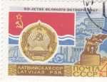 Stamps Russia -   50 años de la República Socialista soviética de Letonia 