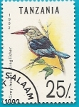 Stamps : Africa : Tanzania :  AVES - Kingfisher de cabeza gris