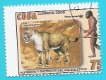Stamps Cuba -  Paleolitico - Homo erectus y Megantereon