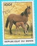 Stamps : Asia : Benin :  Caballos - Yegüa y potro