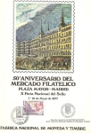 Stamps Spain -  Plaza Mayor  Madrid - 50 anivº del Mercado Filatético - X Feria Nal. del sello